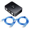 Picture of QIANRENON USB2.0 Printer Sharer Switcher 2 Port USB B Print Selector Switch Adapter, 2 Computer Share 1 Printer Manual Switcher, with LED Light, Including 2 * 1.5m Print Cable