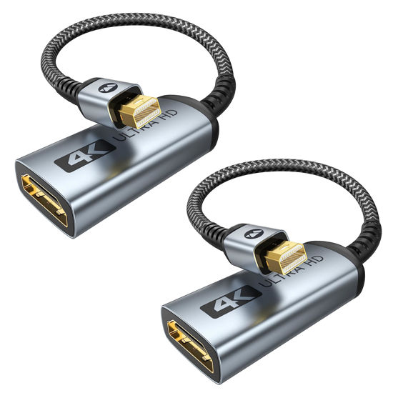 Picture of WARRKY 4K Mini DisplayPort to HDMI Adapter 2 Pack, [UHD, Gold-Plated Plug, Aluminum Case]Thunderbolt to HDMI Converter Compatible for MacBook Air/Pro, Mac Mini, iMac, Surface Pro, Monitor/TV/Projector