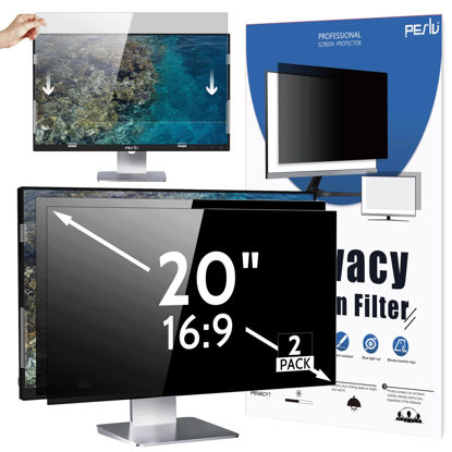 Picture of Peslv 2-PACK 20 Inch 16:9 Computer Privacy Screen for Widescreen Monitor, 20inch Removable Anti Blue Light Glare Eye Protection Shield, Black Blackout Anti Spy Desktop Security Private Filter