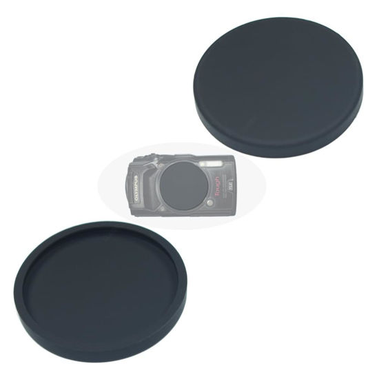 Picture of [2 Pieces] Rubber Lens Cover Cap for Olympus Tough TG-7 TG-6 TG-5 TG-4 TG-3 TG-2 TG-1 Red/Black Camera, ULBTER TG7 T6 TG5 TG4 TG3 TG2 TG1 Lens Cap Accessory