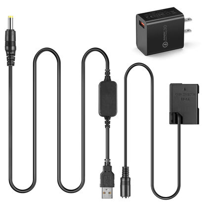 Picture of Raeisusp EP5A USB Cable + QC3.0 Adapter + EN-EL14 Dummy Battery for Nikon P7800 P7100 D5600 D5500 D5200 D5100 D3200 D3100 D3300 etc