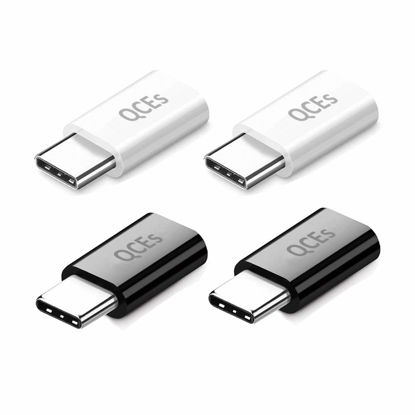 Picture of QCEs Micro USB to USB C Adapter 4Pack, Micro USB Female to USB-C Male OTG Adapter Fast Charging Compatible with iPhone 15 Pro Plus, Samsung Galaxy, Type-C Phones, Tablets