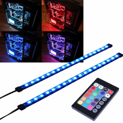 Picture of DS leddess RGB LED Strip Computer Lighting via Magnet with Controller for Desktop Computer Case Mid Tower Full Tower (24Key Remote,2PK,30CM,R Series)