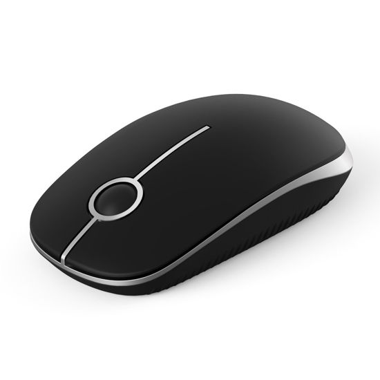 Picture of VssoPlor Wireless Mouse, 2.4G Slim Portable Computer Mice with Nano Receiver for Notebook, PC, Laptop, Computer (Black and Silver)