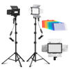 Picture of Jiang&Rong 2 Pack LED Video Lighting Kits Photography Recording Studio Light Camera Photo Light Adjustable 5600k USB Studio Light with Barndoor -9 Color for Games Streaming YouTube Tiktok Film