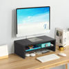 Picture of TEAMIX 2 Tiers Wooden Desktop Monitor Stand Riser 20 Inch Printer Stand with Double Storage Small TV Riser Laptop Keyboard Holder Business Desk Organizer Shelf Black Bookshelf