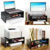 Picture of TEAMIX 2 Tiers Wooden Desktop Monitor Stand Riser 20 Inch Printer Stand with Double Storage Small TV Riser Laptop Keyboard Holder Business Desk Organizer Shelf Black Bookshelf