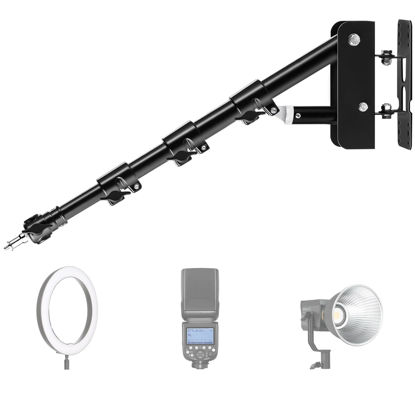 Picture of Takerers Ring Light Wall Mount: Save Space, 180º Flexible Rotation - Wall Mount Triangle Boom Arm with 3/8 & 1/4 Screw for Photography Light, Max Length 43 inch