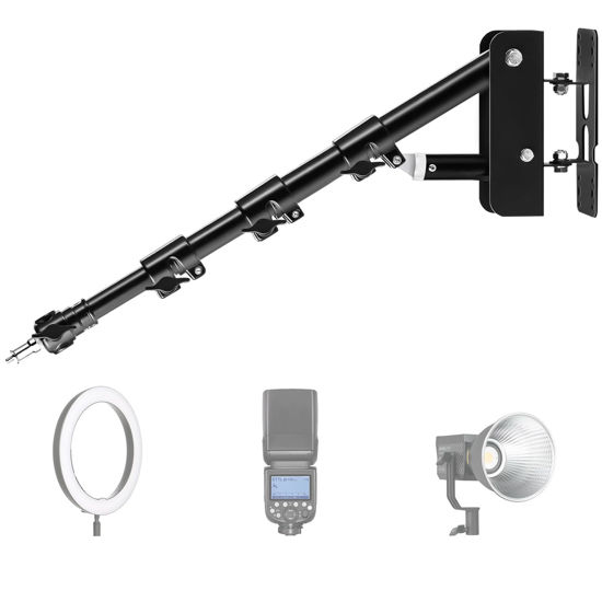 Picture of Takerers Ring Light Wall Mount: Save Space, 180º Flexible Rotation - Wall Mount Triangle Boom Arm with 3/8 & 1/4 Screw for Photography Light, Max Length 43 inch