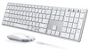 Picture of Wireless Bluetooth Keyboard and Mouse Combo (USB + Dual BT), seenda Multi-Device Rechargeable Slim Keyboard and Mouse, Compatible for Win 7/8/10, MacBook Pro/Air, iPad, Tablet - White Silver