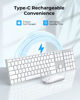 Picture of Wireless Bluetooth Keyboard and Mouse Combo (USB + Dual BT), seenda Multi-Device Rechargeable Slim Keyboard and Mouse, Compatible for Win 7/8/10, MacBook Pro/Air, iPad, Tablet - White Silver