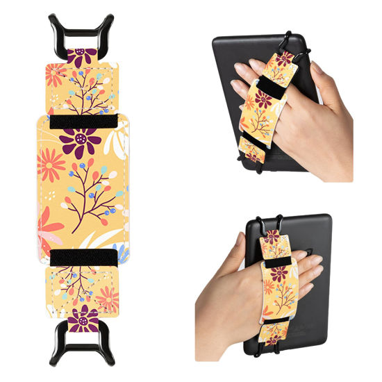 Picture of CoBak Secure Hand Strap for Kindle and Tablets - Versatile and Lightweight Kindle Strap for 6-7.5" Kindle/Kobo/Voyaga/Lenovo/Sony E-Book Tablet - High Elasticity, Vibrant Petals