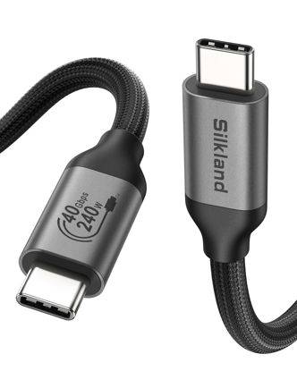 Picture of Silkland USB 4 Cable for Thunderbolt 4 Cable, 40Gbps Data Transfer, 240W Fast Charging, Supports 8K/5K@60Hz, 4K@144Hz, USB C Thunderbolt Cable 2.6FT, Compatible for MacBook, SSD, Docking, iPhone 16/15