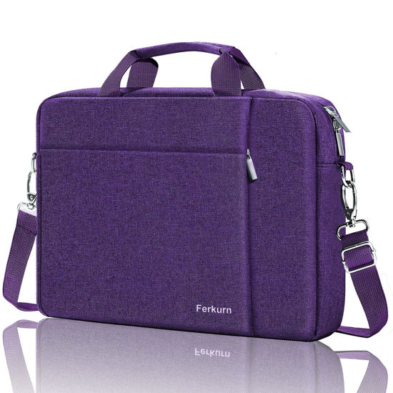 Picture of Ferkurn Laptop Bag Women Men Computer Bag for HP Envy Pavilion Omen/LG Gram/MSI/Dell Inspiron XPS/Lenovo Thinkpad/ASUS/Acer, Shoulder Strap Carrying Briefcase Messenger Bag Case, Purple, 17 17.3 Inch