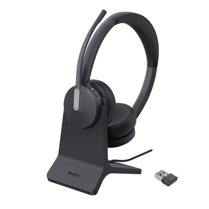 Picture of Yealink BH70 Dual Wireless Headset with Mic for Work, Bluetooth Headphone with Teams Certification, up to 35h Talk Time, 147g All-Day Wearing Comfort, Include USB-A Dongle & BHC70 Charging Stand