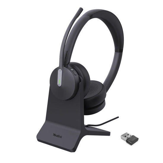 Picture of Yealink BH70 Dual Wireless Headset with Mic for Work, Bluetooth Headphone with Teams Certification, up to 35h Talk Time, 147g All-Day Wearing Comfort, Include USB-A Dongle & BHC70 Charging Stand