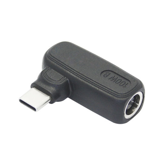 Picture of 100W DC 7.4mm x 0.6mm to USB Type C Connector Adapter, 90 Degree DC 7406 Female to USB C Male Plug Power Charging Adapter, Built-in PD Intelligent Chip, for Phones, Laptops USB Type C Port Devices