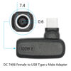 Picture of 100W DC 7.4mm x 0.6mm to USB Type C Connector Adapter, 90 Degree DC 7406 Female to USB C Male Plug Power Charging Adapter, Built-in PD Intelligent Chip, for Phones, Laptops USB Type C Port Devices