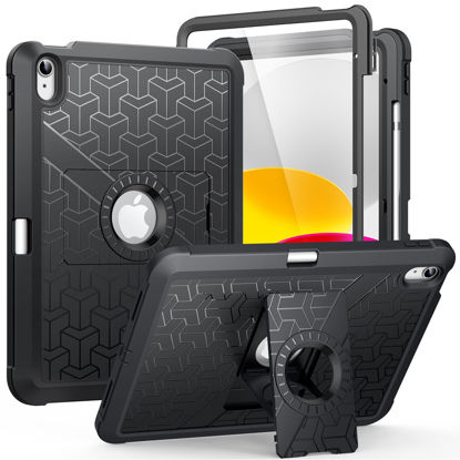 Picture of MoKo for iPad 10th Generation Case 2022 10.9 inch with Pencil Holder, Heavy Duty Shockproof Dual Layer Full Body Protective Cover, Built-in Screen Protector and Kickstand for iPad 10th Gen., Black