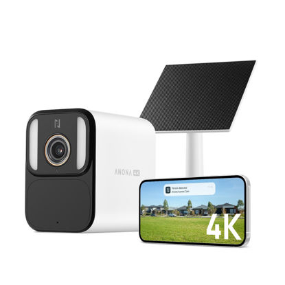 Picture of Anona Aurora 4K Security Camera Outdoor Battery Wireless with Solar Powered, AOV, Color Night Vision & 136° FOV, Multi-Object Detection, No Hub Needed, Two-Way Audio, IP67