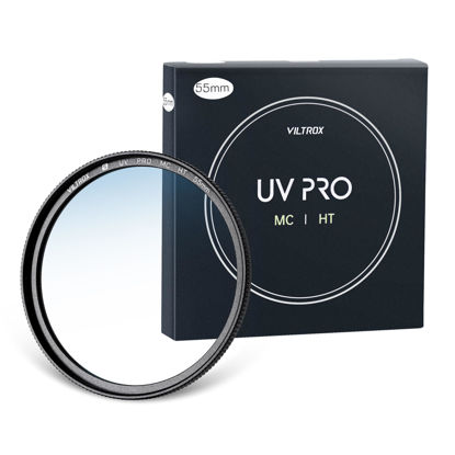 Picture of VILTROX 55mm MC UV Protection Filter 18 Multi-Layer Coatings UHD Camera Lens UV Filter, Ultra Hard Coating, Nano Coating, Hydrophobic, Scratch Resistant Ultra-Slim UV Filter for 55mm Camera Lens
