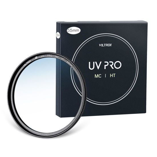 Picture of VILTROX 55mm MC UV Protection Filter 18 Multi-Layer Coatings UHD Camera Lens UV Filter, Ultra Hard Coating, Nano Coating, Hydrophobic, Scratch Resistant Ultra-Slim UV Filter for 55mm Camera Lens