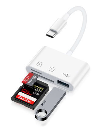 Picture of SD Card Reader for iPhone 16 Pro Max/16 Pro/16 Plus/16/15pro Max/15Plus/15Pro/15, USB C Memory Card Reader 3-in-1 Type C TF MicroSD Card Reader Dongle Adapter for iPad MacBook Pro Air Computer Camera