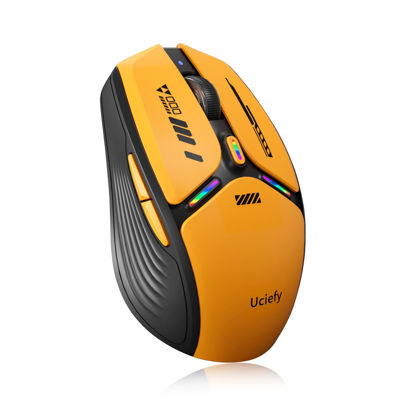 Picture of Uciefy V19 Wireless Mouse, 2.4GHz Rechargeable Mouse LED with Battery Indicator, Magnetic Computer Mice with USB Receiver & Type-C Adapter for Laptop/PC/Mac/Chromebook-Orange