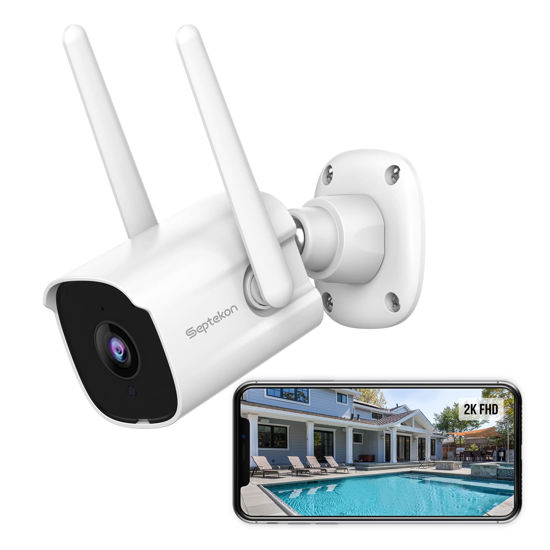 Picture of Septekon 2K Security Cameras Outdoor, 2.4G WiFi Cameras for Home Security with Two-Way Audio, Night Vision, IP66 Waterproof, Motion Detection Alarm - P30