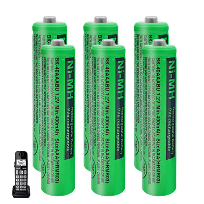 Picture of ZZWJBCYLE 6 Pack BK-40AAABU Ni-MH AAA Rechargeable Battery for Panasonic, 1.2v 400mah Rechargeable AAA Batteries for Panasonic Cordless Phones, Remote Controls, Electronics