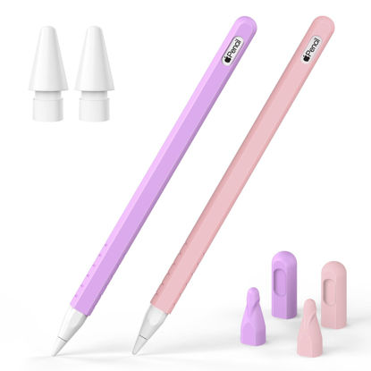 Picture of Laviitp 2 Pack Case for Apple Pencil Pro & 2nd Generation: Protective Cover Sleeve for iPencil Pro 2024- Silicone Grip Skin Accessories for iPad Pencil w/ 2 Pencil Tips 4 Nibs Cover, Pink+Purple