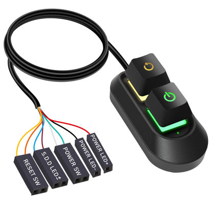 Picture of Desktop Computer Power Switch,AZMXDVP External Remote Start PC Motherboard Power On Off Reset Switch Button Extension Cable-M30