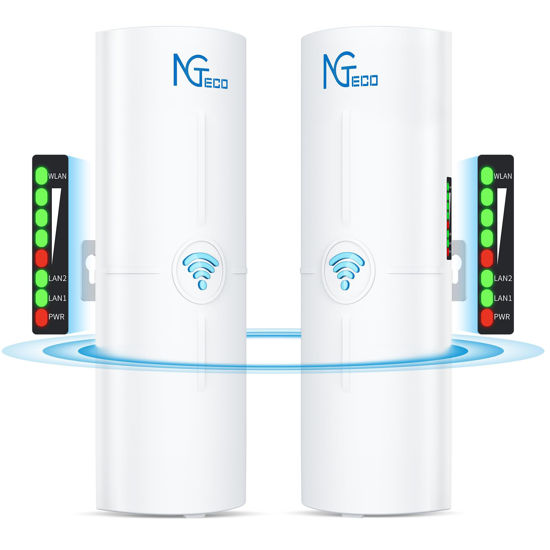 Picture of Gigabit Wireless Bridge Outdoor, 5KM Point-to-Point WiFi Bridges for Network Extension, 5.8 GHz Wireless Bridge Compatible with Starlink and Cameras, Ideal for Barn, Farm, Shop,Plug and Play, 2 Pack