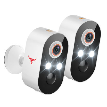 Picture of 1080P Security Camera Wireless Outdoor with 2-Way Talk for Home Security, Low Light Night Vision, PIR Motion Detection, Cloud Storage, Live View Bullet Surveillance Cam (2 Pack)