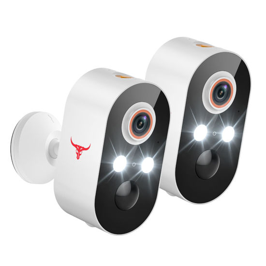 Picture of 1080P Security Camera Wireless Outdoor with 2-Way Talk for Home Security, Low Light Night Vision, PIR Motion Detection, Cloud Storage, Live View Bullet Surveillance Cam (2 Pack)