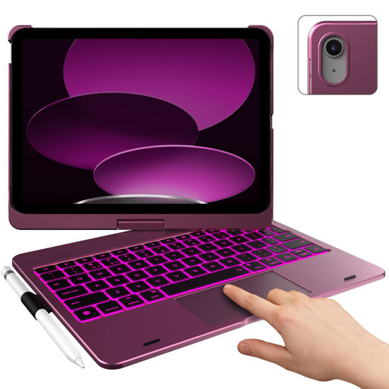 Picture of typecase Touch iPad 10th Generation Case with Keyboard (10.9", 2022), Multi-Touch Trackpad, 10 Color Backlight, 360° Rotatable, Thin & Light for Apple iPad 10th Gen 10.9 (Raspberry)