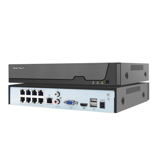 Picture of JideTech 4K 8 Channel PoE NVR, 8 Ports 16 CH Expandable Network Video Recorder for Home Surveillance System, Support 4K/2K/12MP/8MP/5MP/1080P IP Camera, Remote Access, 24/7 Recording, Up to 14TB HDD