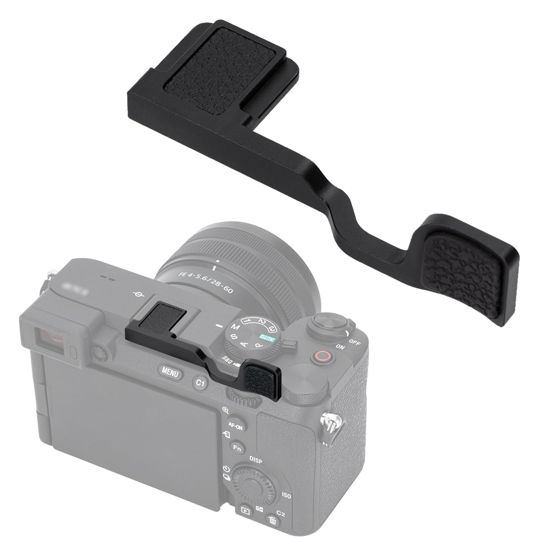 Picture of JJC Metal Thumb Up Grip for Sony A7CII A7C II A7CR A7C R Camera, Hot Shoe Mount Thumb Rest Support for Stable and Safe Hand Hold, with Anti-Scratch Silicone Pad, Not Affect The Use of Camera Buttons