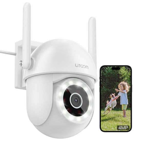 Picture of litokam 2.5K Security Camera Outdoor, 2.4G Wi-Fi Camera for Home Security Outdoor with AI Motion Detection, 360° PTZ Surveillance IP Home Cam Outside with Color Night Vision, Siren & 2-Way Talk