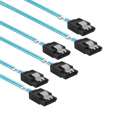 Picture of ADCAUDX SATA-III Cable:24 Inches,3 Pack SATA 6Gbps Cables Flexible SATA Cable 2Ft,Straight SATA Data Cable,Thin-SATA Cable for SSD HDD,SATA Hard Drives,Blue (0.6M)