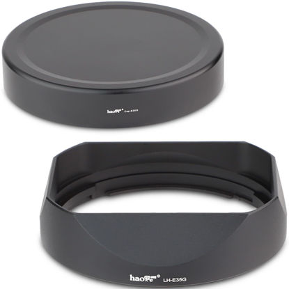 Picture of Haoge Lens Hood Metal Square Bayonet for Sony FE 35mm F1.4 GM, FE 50mm F1.4 GM,with Metal Front Cap, Replaces Sony FE35mm F1.4 GM Hood ALC-SH164