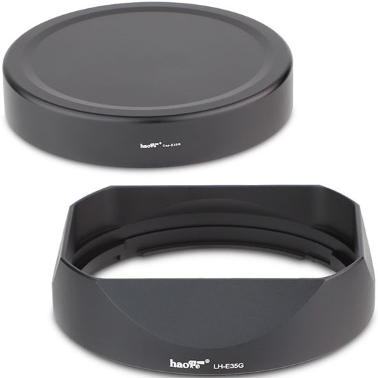 Picture of Haoge Lens Hood Metal Square Bayonet for Sony FE 35mm F1.4 GM, FE 50mm F1.4 GM,with Metal Front Cap, Replaces Sony FE35mm F1.4 GM Hood ALC-SH164
