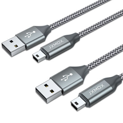 Picture of JXMOX Mini USB Cable, (3.3ft 2 Pack) USB 2.0 Type A Male to Mini B Charging Cord Compatible with Hero 3+, PS3 Controller, Digital Camera, Dash Cam, MP3 Player, Garmin Nuvi GPS, GPS Receiver