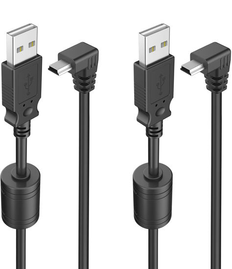 Picture of Pixelman 18AWG Charging Cable for Garmin GPS,(6.5Ft 2Pcs) Thicker GPS Power Cord,90 Degree Shielding Mini USB Charger Cable,Charging Adapter for Garmin GPS Garmin Drivesmart 65 Zumo Xt Nuvi