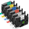 Picture of Labelife 6-Pack P Touch Label Tape Replace Brother Label Maker Tape, TZe TZ Tape 12mm 0.47 Laminated Color Tape for Brother PT-D210 PT-D220 PT-H110 PT-D600 PT-D610BT, White/Clear/Red/Blue/Yellow/Green