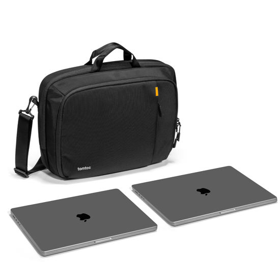 Picture of tomtoc 15.6-inch Dual Compartment Laptop Briefcase for 2 Laptops, Business Protective Laptop Messenger Shoulder Bag for a Laptop+a Portable Monitor, Water-resistant Multi-functional Computer Work Bag