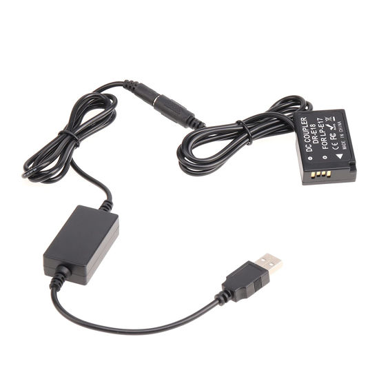 Picture of FocusFoto Full Decoded LP-E17 DR-E18 Dummy Battery DC Coupler + USB Power Supply Adapter Cable fit 5V 2A Power Bank for Canon EOS 77D 200D 800D 750D 760D M3 M5 M6 Mark II RP Camera