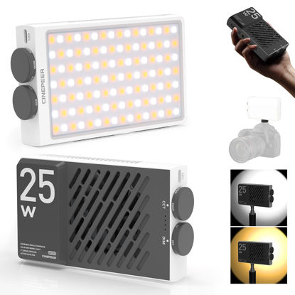 Picture of ZHIYUN CINEPEER CM25 25W LED Video Light [Official], Pocket-Sized Mini Portable Photography Light on Camera, Dimmable 2700K-6200K•CRI≥96•TLCI≥97,Built-in 2*2000mAh Rechargeable Batteries, PD Charging