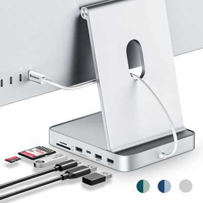 Picture of USB C Hub for iMac 24 inch 2021/2023/2024, Minisopuru iMac USB Hub Support M.2 NVMe SSD, iMac Accessories for iMac M1/M3/M4, iMac USB Adapter with USB A/C 10Gbps, SD/TF, M.2 SSD (Not Included), Silver