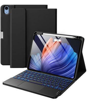 Picture of Harvopu Compatible with iPad Air 11 inch & Air 5th/ Air 4th Generation Case with Keyboard - Multi-Touch Trackpad, 7-Color Backlit, Detachable Folio Keyboard Cover for Air 11 M2, Air 5/4 (Black)